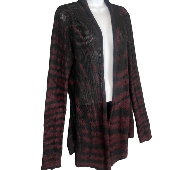 PARKER Cashmere Cardigan Sweater Blue Red & Black Loose Weave Long Large - Picture 1 of 10